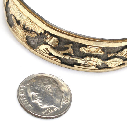 Floyd & Lloyd Becenti Navajo Cuff Bracelet, Gold Filled Sterling, 1990s Vintage Jewelry