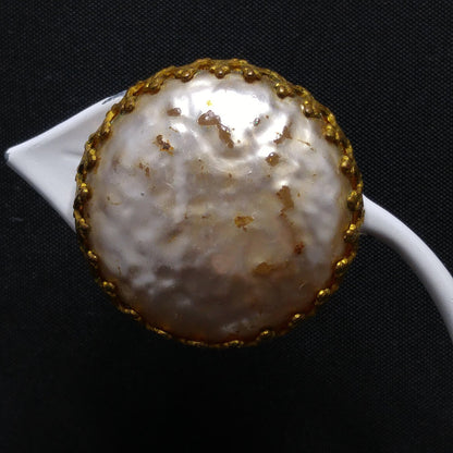 Miriam Haskell Faux Baroque Pearl Button Style Clip Earrings, 1950s Vintage Jewelry