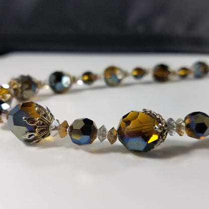 Vendome Necklace Aurora Borealis Mink Brown Swarovski Crystal Single Strand