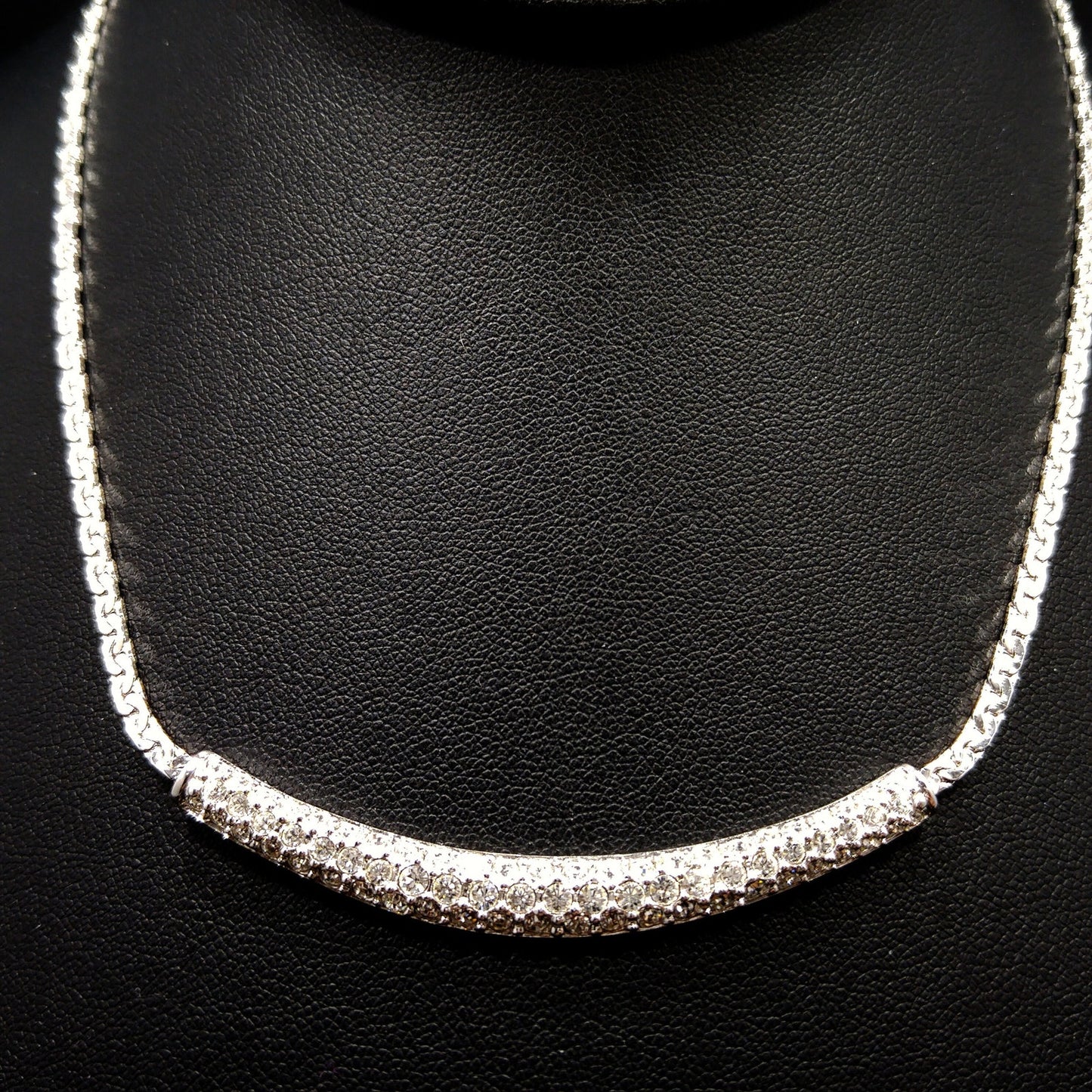 Vintage Swarovski Necklace – Rhodium Plated Pavé Clear Rhinestones, 1990s