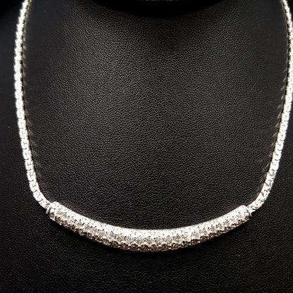 Vintage Swarovski Necklace – Rhodium Plated Pavé Clear Rhinestones, 1990s
