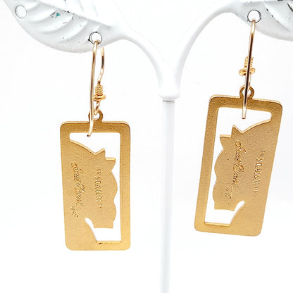 Vintage Laurel Burch Mare Horse Earrings, Gold Plated Dangles, 2 1/8 Inches