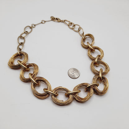 Vintage SIGRID OLSEN Wire Wrapped 19 Inch Wide Gold Tone Necklace