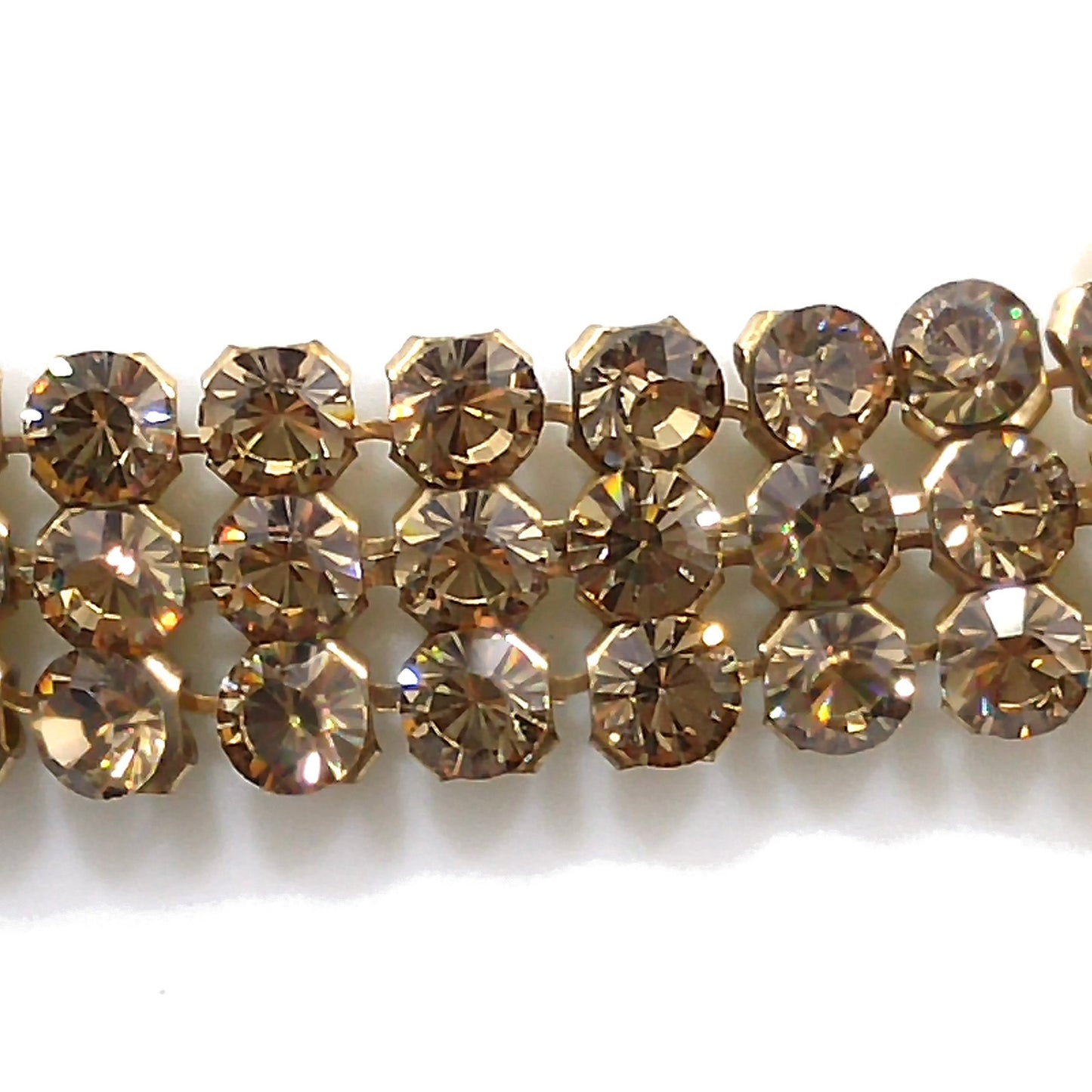 Vintage Swarovski Bracelet 1990s Swan Logo Light Topaz Rhinestone Mesh Gold 7.5"