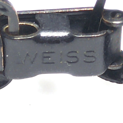 Weiss Black Japanned Bracelet, Black Rhinestones, 1950s Vintage Jewelry