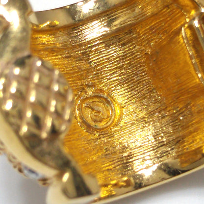 Swarovski Clear Pave Wide Hoop Earrings, Gold Plated Clips, 1990s Vintage Jewelry