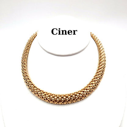 Ciner Vintage Gold Plated Brutalist Choker Necklace