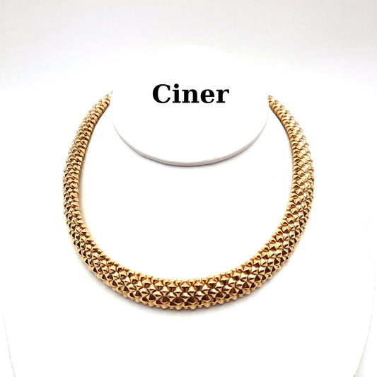 Ciner Vintage Gold Plated Brutalist Choker Necklace