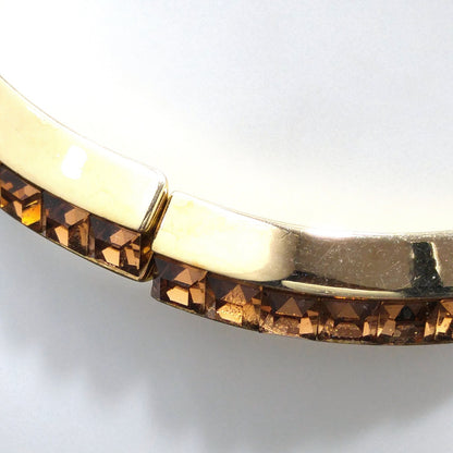 Whiting & Davis Topaz Square Rhinestone Hinged Bracelet, Bezel Set, 1960s Vintage Jewelry