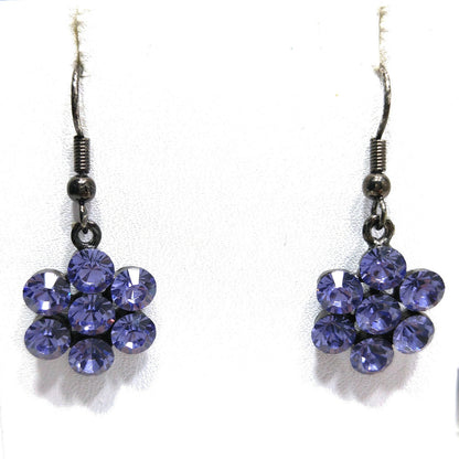 Austrian Crystal Lavender Necklace Bracelet Earrings Set, Ear Wire Earrings, Vintage Jewelry