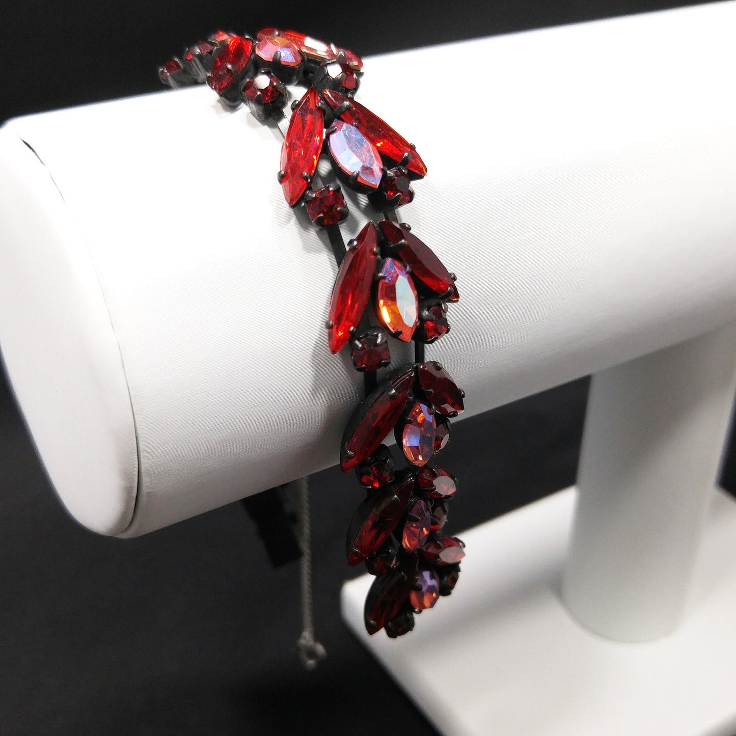 Regency Jewels Red & Pink Japanned Bracelet, 1970s Vintage Jewelry