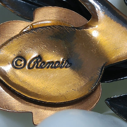 Renoir "Multi Leaves" Gilded Copper Brooch, 1960s Vintage Jewelry