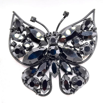 Vintage Butterfly Brooch, Japanned Black Enamel, Made in Austria, 1950s