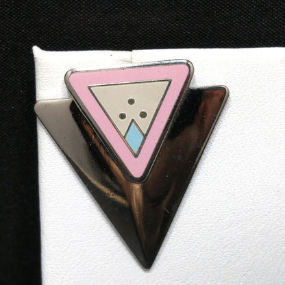 Vintage Laurel Burch "Anne" Triangle Post Earrings, Rhodium Plated, 1980s