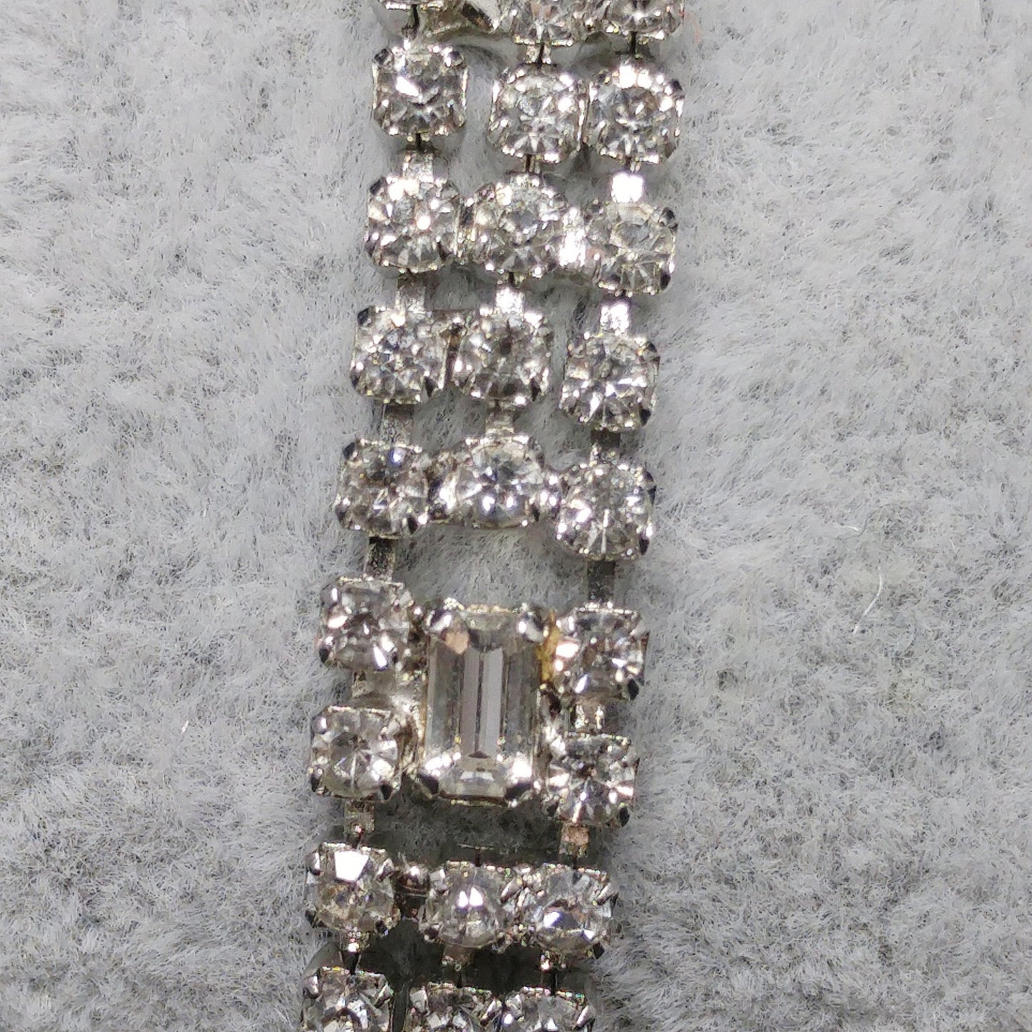 Kramer Clear Rhinestone Bracelet, Rhodium Plated, 1950s Vintage Jewelry