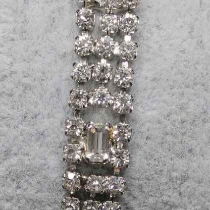 Kramer Clear Rhinestone Bracelet, Rhodium Plated, 1950s Vintage Jewelry