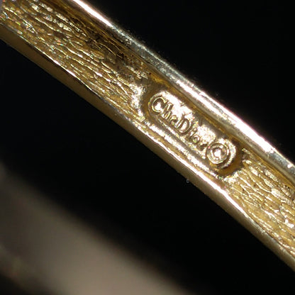 Vintage Christian Dior Clear Rhinestone Hinged Bracelet, Gold Plated
