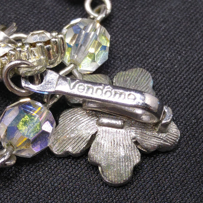 Vendome Clear Aurora Borealis Crystal Necklace, Wedding Bridal, Rhinestone Clasp, 1960s Vintage Jewelry
