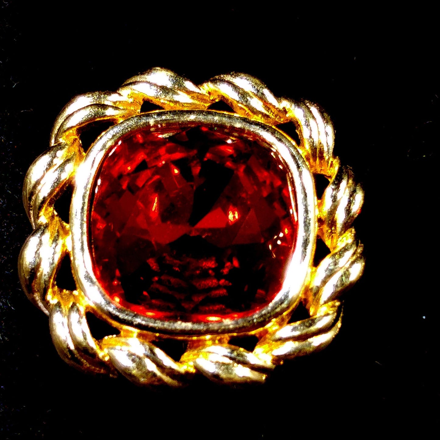 Swarovski Red Crystal Earrings, Gold Plated, Stamped SAL, 1970s Vintage Jewelry