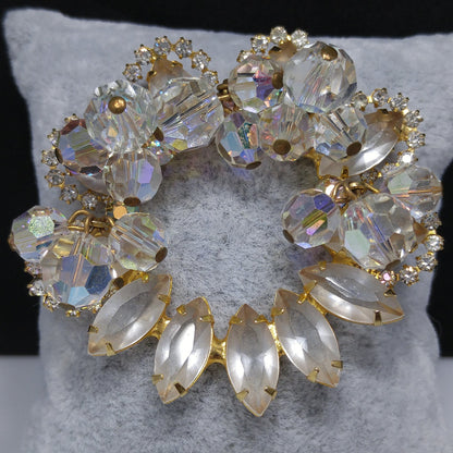 Vintage Juliana Clear Beaded Brooch, D & E Reference #7518, Gold Plated, 1960s