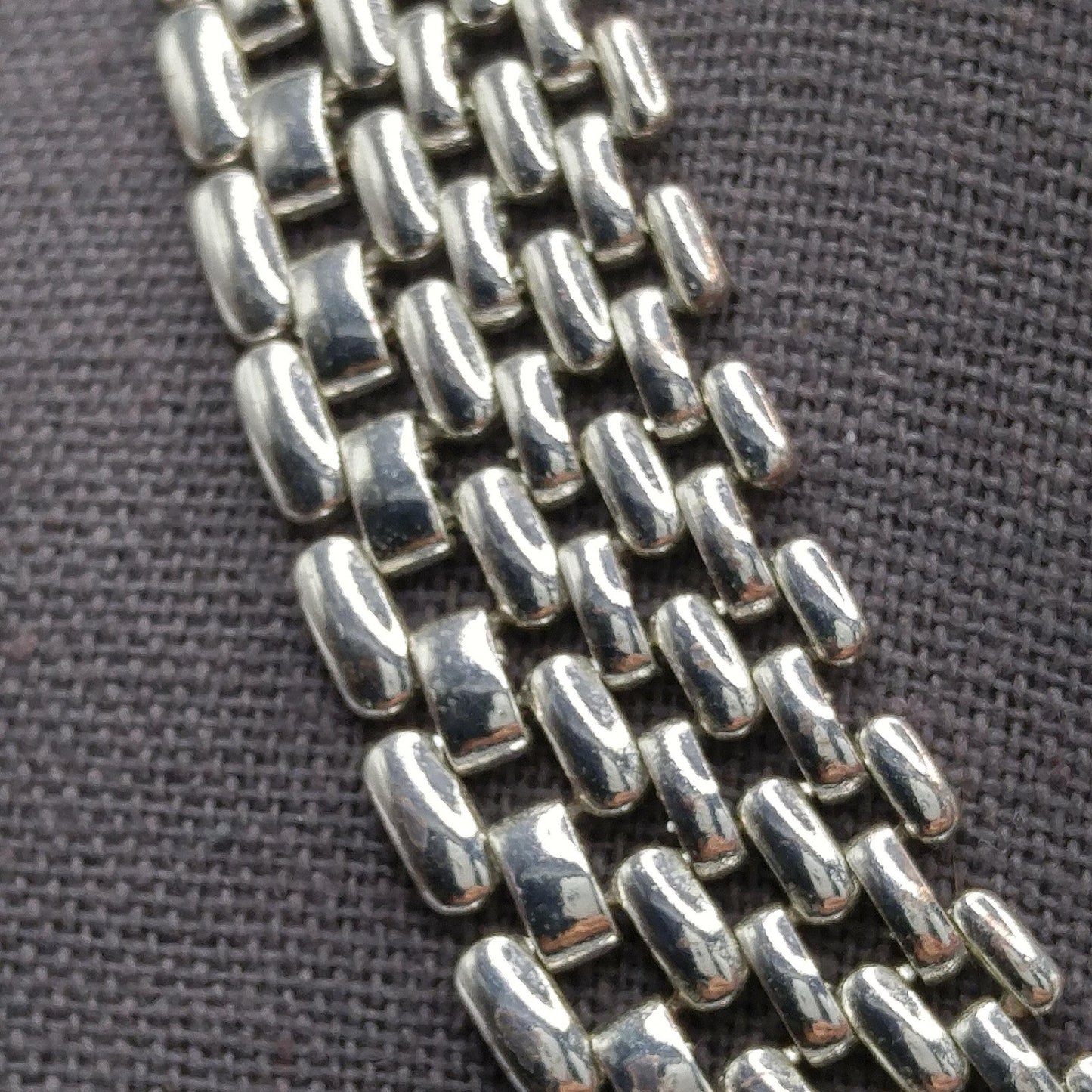 Vintage Interlocking Choker Necklace, Rhodium Plated, 1980s, Silver Tone