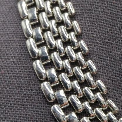 Vintage Interlocking Choker Necklace, Rhodium Plated, 1980s, Silver Tone