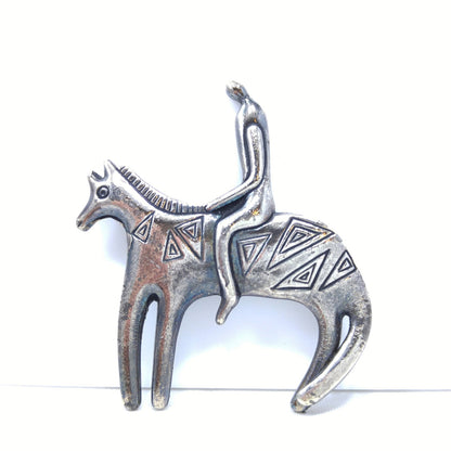 Laurel Burch Brooch, Horse with Man or Woman, 1980s Vintage Jewelry
