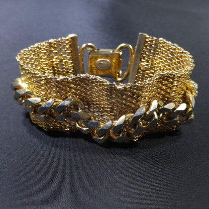 Hattie Carnegie Mesh Chain Bracelet, Gold Plated, 1950s Vintage Jewelry