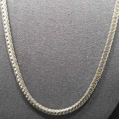 Monet Wheat Chain Necklace, Rhodium Plated, 24 Inches, 1980s Vintage Jewelry
