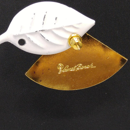 Vintage Laurel Burch Large Fan Post Earrings, Black Enamel, Gold Plated