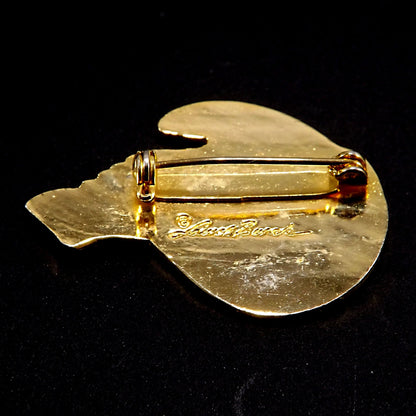 Laurel Burch Toucan Brooch, Gold Plated Cloisonne & Enamel, 1980 Vintage Jewelry