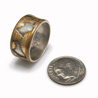 Floyd & Lloyd Becenti Navajo Ring, US Size 8 1/2, Gold Fill Sterling, 1990s Vintage Jewelry