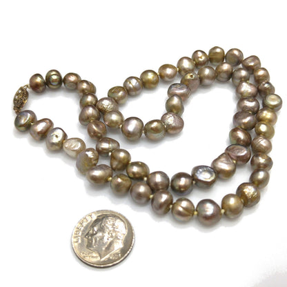 Fresh Water Pearl Necklace, Hand Knotted, Vintage Jewelry