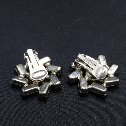 Weiss Clear Baguette Rhinestone Earrings, Rhodium Plated, 1950s Vintage Jewelry