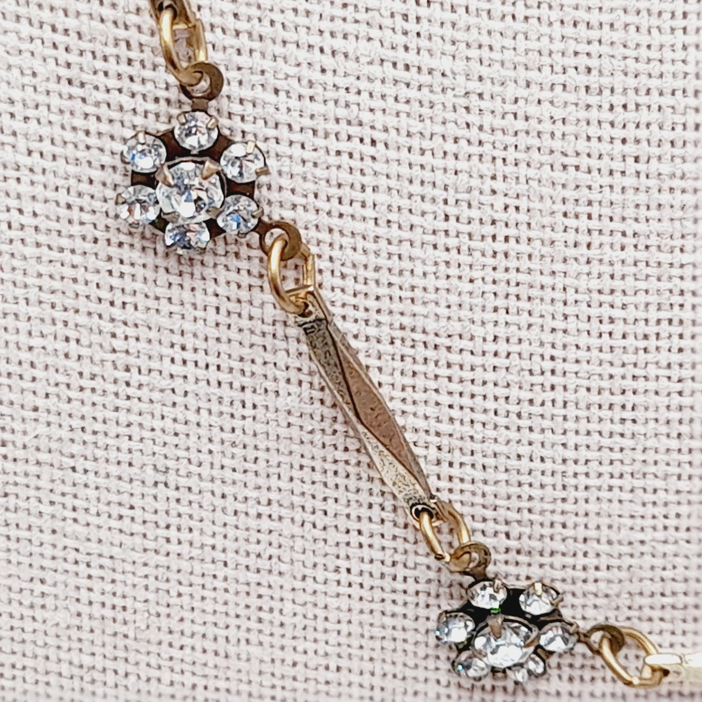 Anne Koplik Designs Necklace – Clear Rhinestone Floral Clusters, Signed Vintage