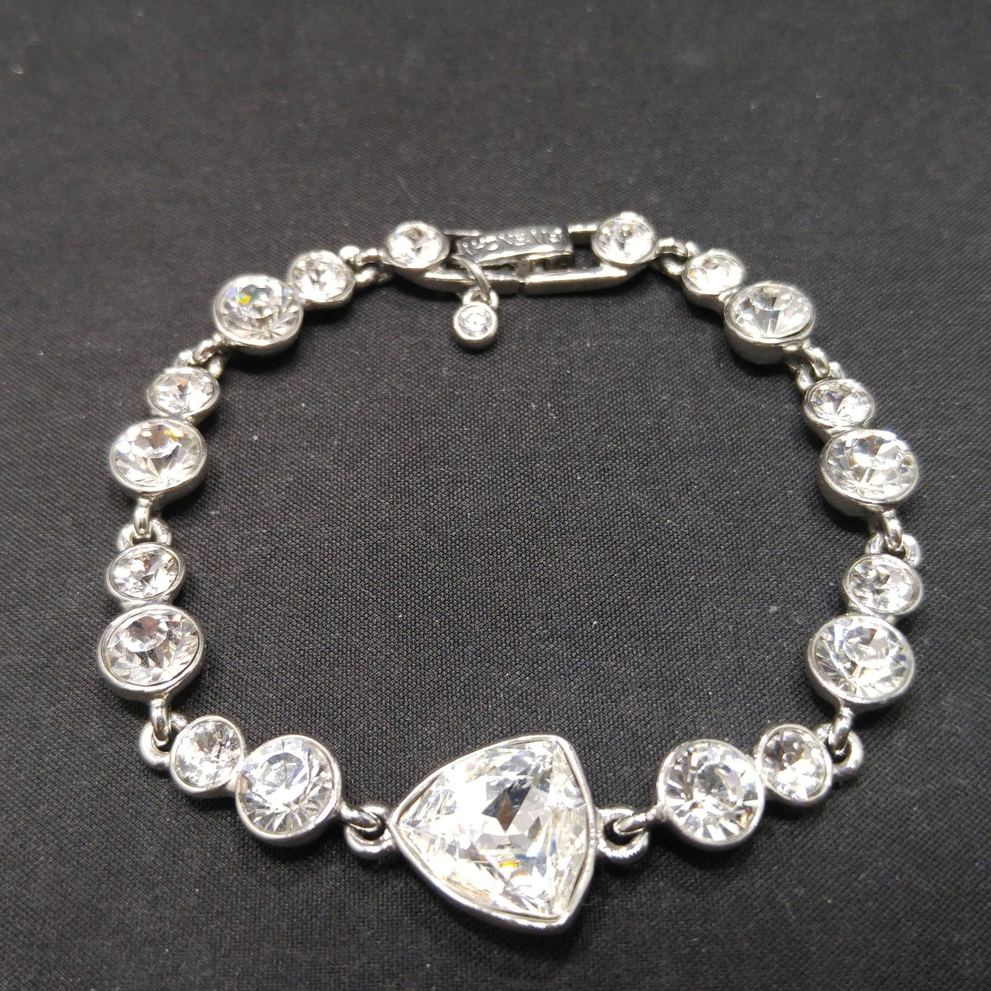 Vintage Givenchy Bracelet – Clear Rhinestone Links, Rhodium Plate, 1990s