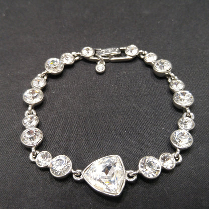 Vintage Givenchy Bracelet – Clear Rhinestone Links, Rhodium Plate, 1990s