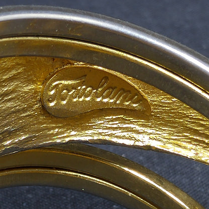 Tortolani Gold Plated Hinged Cuff Bracelet Leaf Design Faux Pearls 1960s Vintage