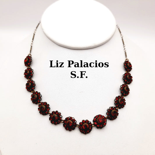 Vintage Liz Palacios Red Floral Necklace – Vintage-Inspired Sparkle from San Francisco