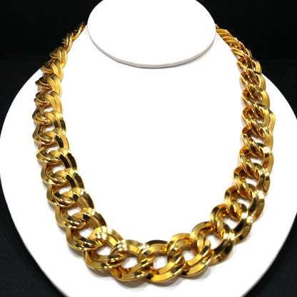 Monet Chunky Necklace Bracelet Brooch Earrings Set, Gold Plated, 1980s Vintage Jewelry