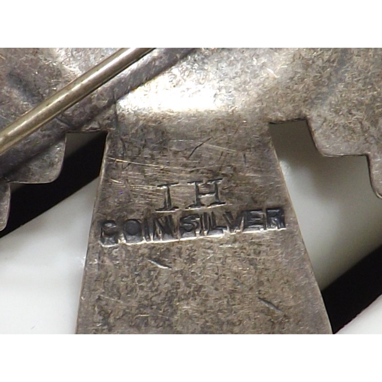 Vintage Navajo Coin Silver Thunderbird Brooch IH Mark Native American 900 Silver