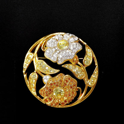 Swarovski Rhinestone Harmony Brooch, "Garden of Tranquility", Gold Plated, 2001 Vintage Jewelry