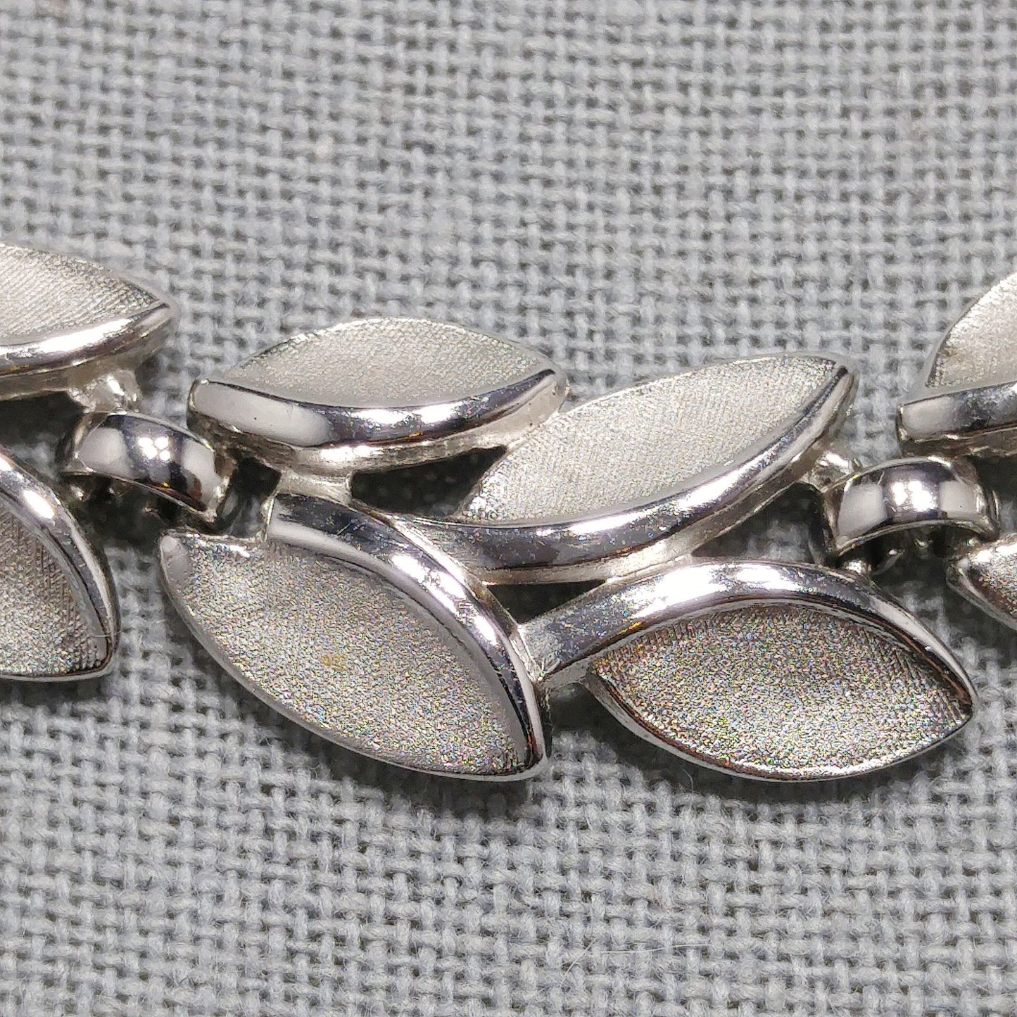 Crown Trifari Leaves Necklace, Rhodium Plated, 1960s Vintage Jewelry
