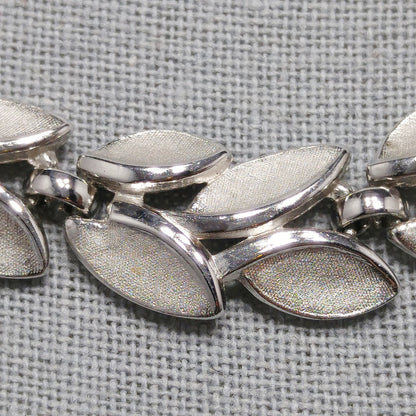 Crown Trifari Leaves Necklace, Rhodium Plated, 1960s Vintage Jewelry