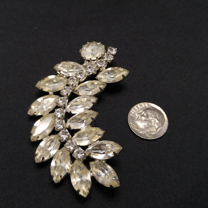 Weiss Clear Floral Spray Brooch, Wedding Jewelry, 1960s Vintage Jewelry