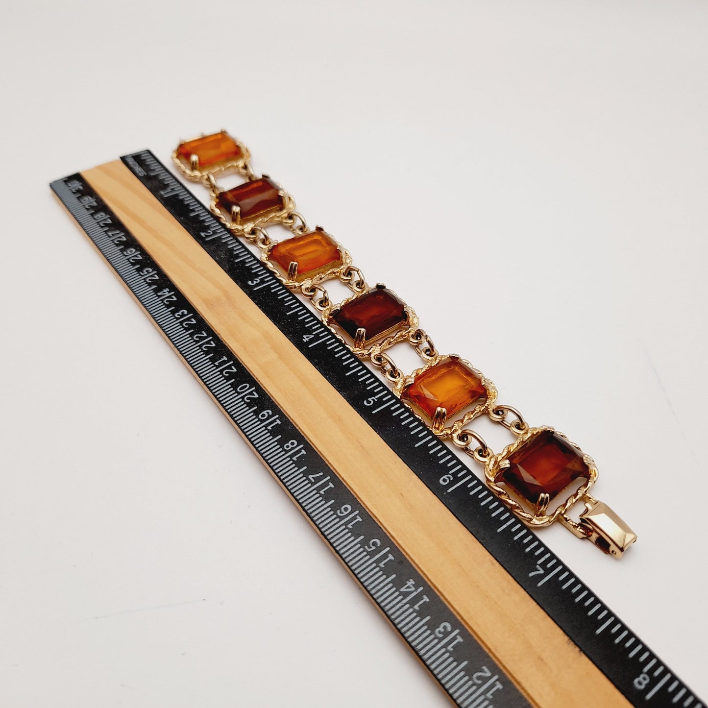 Vintage Sarah Coventry Light Dark Topaz Link Bracelet 1970s