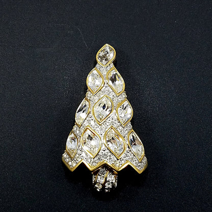 Swarovski Christmas Tree Brooch, 1996 Collectible, Skewed Navette Rhinestones, Vintage Jewelry
