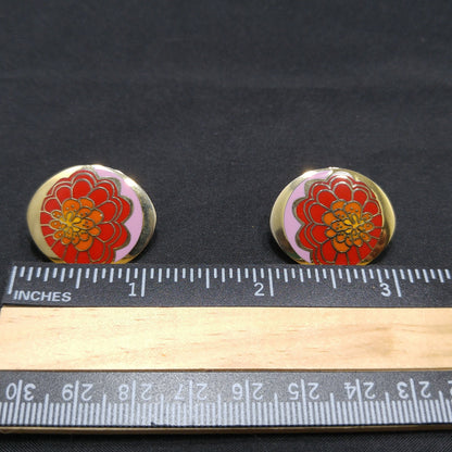 Laurel Burch "IMAI" Floral Post Earrings, Gold Plated, 1980s Vintage Jewelry