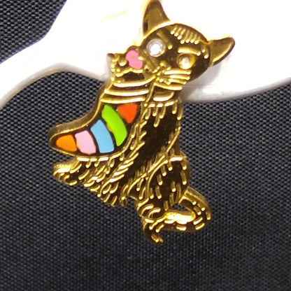 Vintage Christmas Cat Jewelry Set – Pendant Necklace & Earrings, Holiday Gift