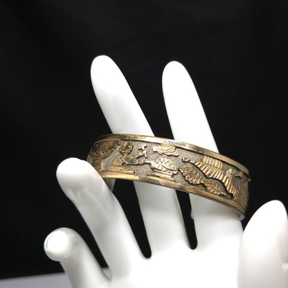 Floyd & Lloyd Becenti Navajo Cuff Bracelet, Gold Filled Sterling, 1990s Vintage Jewelry